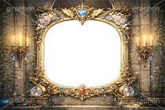 ファンタジーな額縁,ファンタジー,ゲーム,ダンジョン,冒険,額縁,額,額ブチ,絵画,西洋,洋館,高貴,フレーム,frame,fantasy,game,AI生成素材