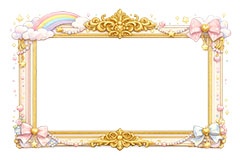 メルヘンな額縁,メルヘン,ゆめかわいい,リボン,虹,レインボー,額縁,額,額ブチ,絵画,西洋,洋館,高貴,かわいい,カワイイ,可愛い,フレーム,frame,ribbon,rainbow,cute,AI生成素材