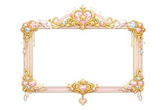 メルヘンな額縁,メルヘン,ゆめかわいい,虹,レインボー,額縁,額,額ブチ,絵画,西洋,洋館,高貴,かわいい,カワイイ,可愛い,フレーム,frame,rainbow,cute,AI生成素材