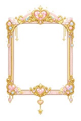 メルヘンな額縁,メルヘン,ゆめかわいい,虹,レインボー,額縁,額,額ブチ,絵画,西洋,洋館,高貴,かわいい,カワイイ,可愛い,フレーム,frame,rainbow,cute,AI生成素材