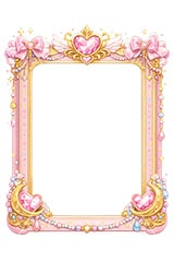 メルヘンな額縁,メルヘン,ゆめかわいい,ジュエル,リボン,玩具,おもちゃ,女玩,変身,額縁,額,額ブチ,絵画,西洋,洋館,高貴,かわいい,カワイイ,可愛い,フレーム,frame,ribbon,cute,jewel,toy,AI生成素材