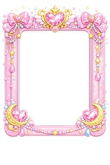 メルヘンな額縁,メルヘン,ゆめかわいい,ジュエル,リボン,玩具,おもちゃ,女玩,変身,額縁,額,額ブチ,絵画,西洋,洋館,高貴,かわいい,カワイイ,可愛い,フレーム,frame,ribbon,cute,jewel,toy,AI生成素材