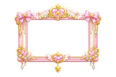 メルヘンな額縁,メルヘン,ゆめかわいい,ジュエル,リボン,玩具,おもちゃ,女玩,変身,額縁,額,額ブチ,絵画,西洋,洋館,高貴,かわいい,カワイイ,可愛い,フレーム,frame,ribbon,cute,jewel,toy,AI生成素材