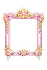 メルヘンな額縁,メルヘン,ゆめかわいい,ジュエル,リボン,玩具,おもちゃ,女玩,変身,額縁,額,額ブチ,絵画,西洋,洋館,高貴,かわいい,カワイイ,可愛い,フレーム,frame,ribbon,cute,jewel,toy,AI生成素材