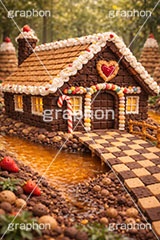 お菓子の家,お菓子,菓子,おかし,スイーツ,デザート,スウィート,甘い,クッキー,ビスケット,チョコレート,ドーナツ,カップケーキ,キャンディ,飴,いちご,苺,ストロベリー,クリーム,家,おとぎ話,童話,メルヘン,dessert,candy,chocolate,cookie,biscuit,sweet,donut,cake,strawberry,AI生成素材