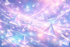 デジタル世界,電脳世界,三角模様,三角柄,トライアングル,マトリックス,コード,データ,サイバー,パソコン,入力,基盤,デジタル,イメージ,クール,かっこいい,欠片,破片,ガラス,オーロラ,プリズム,aurora,prism,cool,cyber,data,matrix,digital,IT,image,triangle,PC,AI生成素材