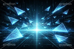 デジタル世界,電脳世界,三角模様,三角柄,トライアングル,マトリックス,コード,データ,サイバー,パソコン,入力,基盤,デジタル,イメージ,クール,かっこいい,欠片,破片,ガラス,cool,cyber,data,matrix,digital,IT,image,triangle,PC,AI生成素材