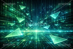 デジタル世界,電脳世界,三角模様,三角柄,トライアングル,マトリックス,コード,データ,サイバー,パソコン,入力,基盤,デジタル,イメージ,クール,かっこいい,欠片,破片,ガラス,cool,cyber,data,matrix,digital,IT,image,triangle,PC,AI生成素材