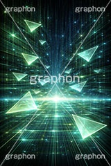 デジタル世界,電脳世界,三角模様,三角柄,トライアングル,マトリックス,コード,データ,サイバー,パソコン,入力,基盤,デジタル,イメージ,クール,かっこいい,欠片,破片,ガラス,cool,cyber,data,matrix,digital,IT,image,triangle,PC,AI生成素材