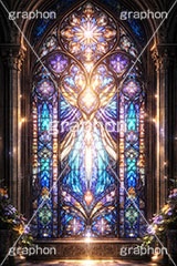 ステンドグラス,ガラス,色ガラス,ファンタジー,ゲーム,神殿,鉛,ハンダ,西洋,教会,聖堂,glass,church,game,AI生成素材