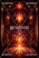 邪悪なステンドグラス,ステンドグラス,ガラス,色ガラス,ファンタジー,ゲーム,神殿,鉛,ハンダ,邪悪,怖い,ホラー,ボス,魔王,デビル,地獄,西洋,教会,聖堂,glass,church,game,boss,horror,AI生成素材