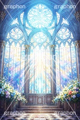 ステンドグラス,ガラス,色ガラス,ファンタジー,ゲーム,神殿,鉛,ハンダ,西洋,教会,聖堂,glass,church,game,AI生成素材