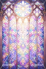 ステンドグラス,ガラス,色ガラス,ファンタジー,ゲーム,神殿,鉛,ハンダ,西洋,教会,聖堂,glass,church,game,AI生成素材