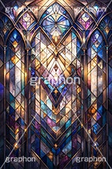 ステンドグラス,ガラス,色ガラス,ファンタジー,ゲーム,神殿,鉛,ハンダ,西洋,教会,聖堂,glass,church,game,AI生成素材