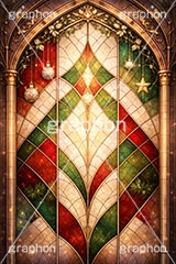 クリスマスのステンドグラス,ステンドグラス,ガラス,色ガラス,ファンタジー,神殿,鉛,ハンダ,クリスマス,オーナメント,西洋,教会,聖堂,glass,church,christmas,ornament,AI生成素材