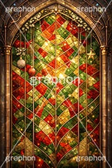 クリスマスのステンドグラス,ステンドグラス,ガラス,色ガラス,ファンタジー,神殿,鉛,ハンダ,クリスマス,オーナメント,西洋,教会,聖堂,glass,church,christmas,ornament,AI生成素材