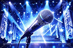 ライブステージ,マイク,マイクスタンド,ステージ,推し,推し活,舞台,ライブ,ライヴ,コンサート,アイドル,シアター,ホール,背景,照明,音楽,主役,ミュージック,ライト,スポットライト,イラスト,illustration,light,hall,theater,live,stage,music,mic,concert,AI生成素材