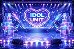 アイドルステージ,ライブステージ,アイドル,ステージ,推し,推し活,舞台,ライブ,ライヴ,コンサート,シアター,ホール,サイリウム,ペンライト,メンバーカラー,背景,照明,音楽,主役,ミュージック,ライト,スポットライト,イラスト,かわいい,カワイイ,可愛い,ハート,heart,illustration,light,hall,theater,live,stage,music,idol,cute,AI生成素材