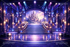 アイドルステージ,ライブステージ,アイドル,ステージ,ミュージカル,ファンタジー,西洋,お城,城,キャッスル,推し,推し活,舞台,ライブ,ライヴ,コンサート,シアター,ホール,サイリウム,ペンライト,メンバーカラー,背景,照明,音楽,主役,ミュージック,ライト,スポットライト,イラスト,かわいい,カワイイ,可愛い,illustration,light,hall,theater,live,stage,music,idol,cute,musical,castle,AI生成素材