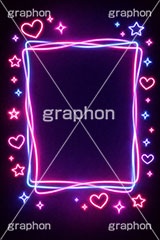ネオンフレーム,ネオン,ネオン管,光,ライト,星,スター,ハート,ポップ,キラキラ,電飾,照明,発光,フレーム,icon,mark,neon,heart,star,frame,AI生成素材