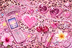 平成ギャル背景,平成ギャル,平成リバイバル,ラメ,携帯電話,携帯,蝶,ちょう,バタフライ,アゲハ,ガラケー,サングラス,ティアラ,ハイビスカス,チェリー,サクランボ,さくらんぼ,メイク,メイク道具,リップ,口紅,アクセ,アクセサリー,ヒョウ柄,アニマル柄,豹柄,ギャル,カワイイ,可愛い,かわいい,ハート,虹,レインボー,ジュエル,懐かしい,jewel,rainbow,heart,makeup,gal,texture,tiara,hibiscus,cherry,AI生成素材