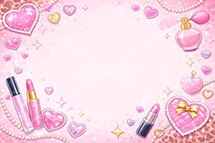 平成ギャル・フレーム,平成ギャル背景,平成ギャル,平成リバイバル,ラメ,メイク,メイク道具,リップ,口紅,香水瓶,香水,アクセ,アクセサリー,ヒョウ柄,アニマル柄,豹柄,ギャル,カワイイ,可愛い,かわいい,ハート,ジュエル,懐かしい,jewel,heart,makeup,gal,texture,AI生成素材