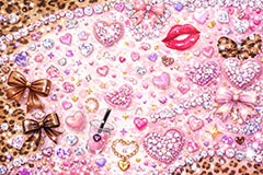 平成ギャル背景,平成ギャル,平成リバイバル,ラメ,宝石,唇,アクセ,アクセサリー,ヒョウ柄,アニマル柄,豹柄,ギャル,カワイイ,可愛い,かわいい,ハート,ジュエル,リボン,懐かしい,ribbon,jewel,heart,makeup,gal,texture,AI生成素材