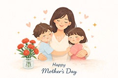 母の日イラスト,ありがとう,カーネーション,感謝,お礼,贈り物,母,お母さん,母の日,ママ,親,親子,照れ,笑顔,こども,子供,キッズ,息子,娘,男の子,女の子,キッズ,ボーイ,ガール,家族,文化,風習,行事,人物,男女,イベント,キャラクター,イラスト,プレゼント,ハート,heart,character,japan,kids,boy,girl,present,mother's day,event,illustration,AI生成素材