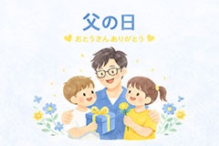 父の日イラスト,プレゼント,ありがとう,感謝,お礼,贈り物,父,お父さん,パパ,父の日,親,親子,照れ,笑顔,こども,子供,キッズ,息子,男の子,キッズ,ボーイ,家族,文化,風習,行事,人物,イベント,キャラクター,イラスト,character,japan,kids,boy,present,father's day,event,illustration,AI生成素材