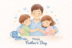 父の日イラスト,お礼,贈り物,感謝,ありがとう,父,お父さん,パパ,父の日,親,親子,照れ,笑顔,こども,子供,キッズ,息子,男の子,キッズ,ボーイ,家族,文化,風習,行事,人物,イベント,キャラクター,イラスト,プレゼント,character,japan,kids,boy,present,father's day,event,illustration,AI生成素材