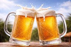 ビールで乾杯,ジョッキ,ビール,生ビール,ビア,ビールジョッキ,生中,大麦,麦芽,泡,飲み,家呑み,呑み,一杯,注がれた,冷え,夏,飲む,飲み物,飲料,飲み会,ドリンク,お酒,酒,アルコール,冷,グルメ,カンパイ,乾杯,垂れ,あふれる泡,beer,summer,AI生成素材