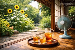【AI生成】縁側で麦茶