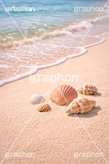 砂浜と貝殻,砂浜,貝殻,海,貝,波打ち際,風物詩,夏休み,波,自然,夏,ポエム,sea,summer,AI生成素材