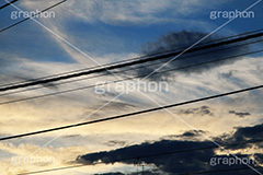 青空,空,晴,雲,お天気,空/天気,空/雲,夕日,夕焼け,電線