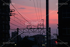 夕焼け線路,夕焼け,線路,線路沿い,鉄道,電車/鉄道,夕方,train