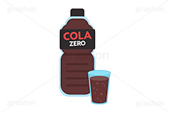コーラゼロ,コーラ,ゼロ,ペットボトル,ボトル,ドリンク,ジュース,炭酸,炭酸飲料,ゼロ,糖質,ダイエット,カロリー,メタボ,飲み物,飲料,コップ,グラス,注ぐ,1.5リットル,1.5ℓ,挿絵,挿し絵,drink,bottle,illustration,juice,cola